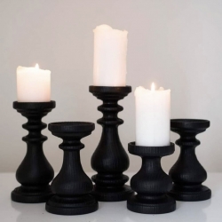 5 black candle holders By WoodVin