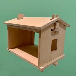 Wooden house construction toy